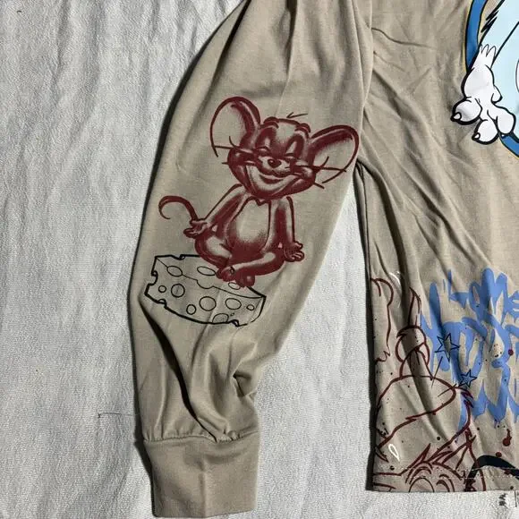 Tom & Jerry Grafitti All Over Graphic Long Sleeve T-Shirt Unisex Size Small - Picture 4 of 11